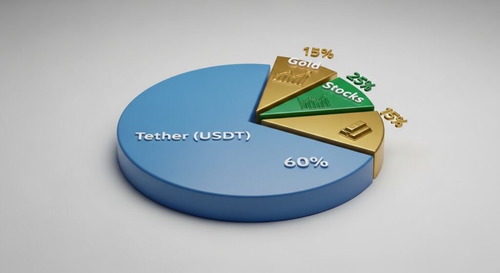주식 폭락장 대비 테더 포트폴리오 비중 조절 그래프