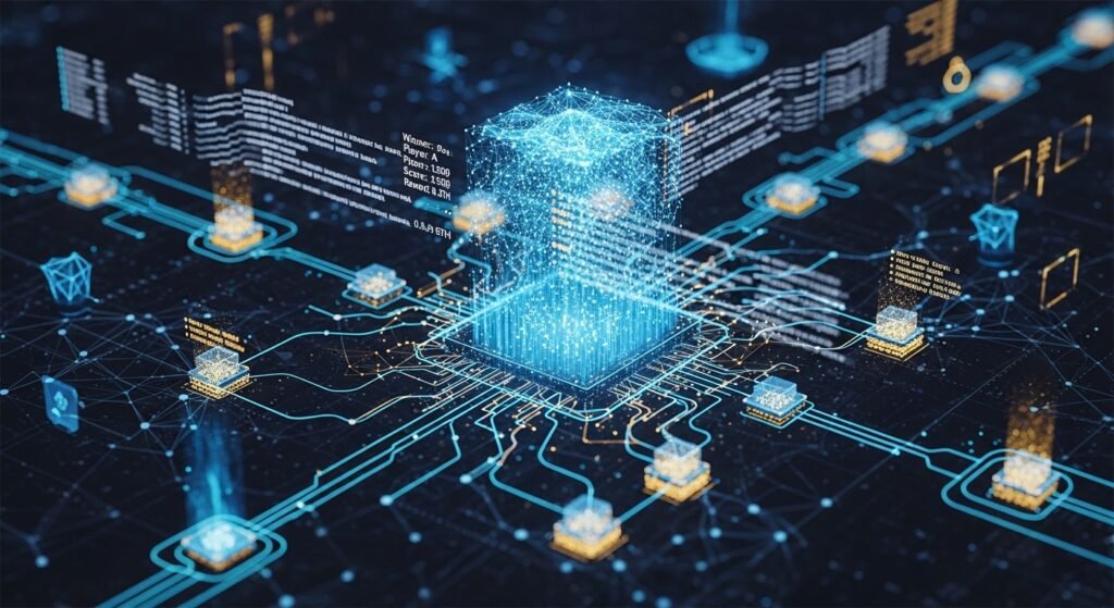 블록체인 스마트 컨트랙트 기반 게임의 작동 원리 도식화